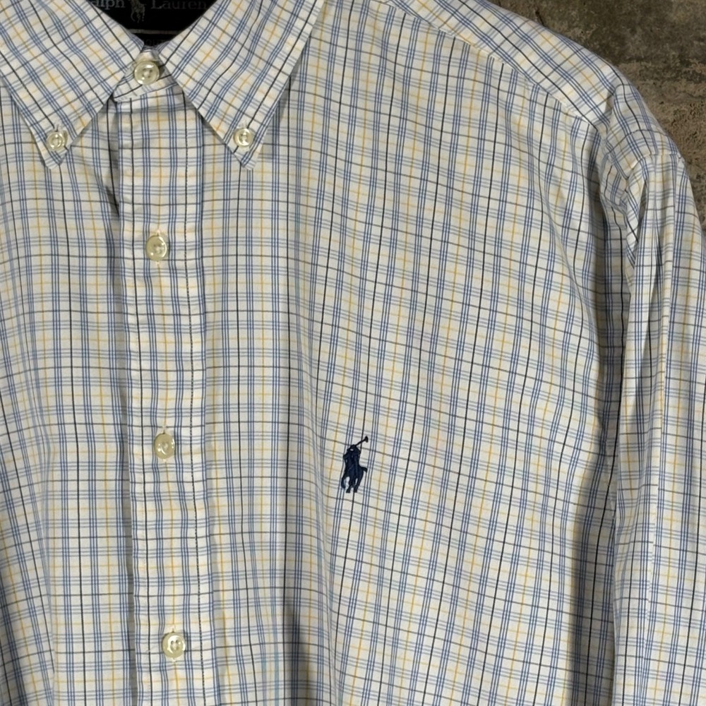 Ralph Lauren Yarmouth Men's Plaid Button Down Shirt 16 32/33 Long Sleeve Career - Picture 4 of 12